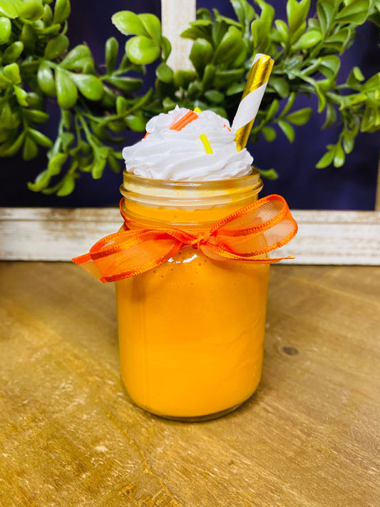 Faux orange milkshake, mini mason jar, tiered tray decor, Rae Dunn decor, farmhouse decor, faux drinks, gift for mom,