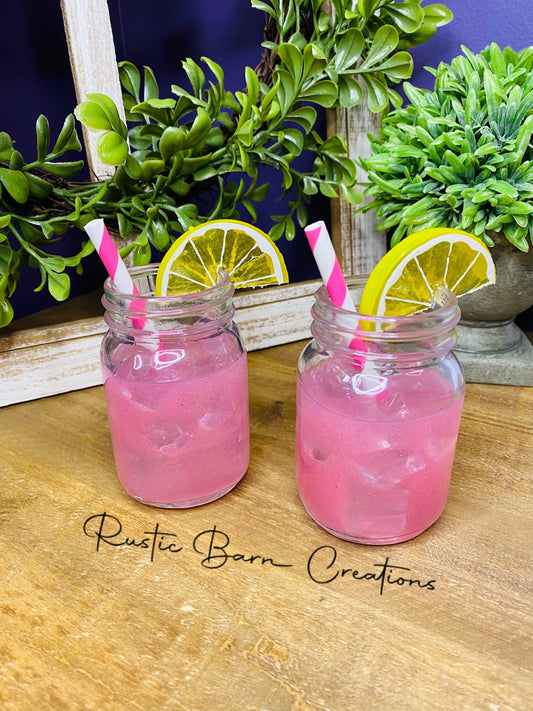 Faux lemonade, mini mason jar, tiered tray decor, Rae Dunn decor, farmhouse decor, faux drinks, gift for mom, faux pink lemonade