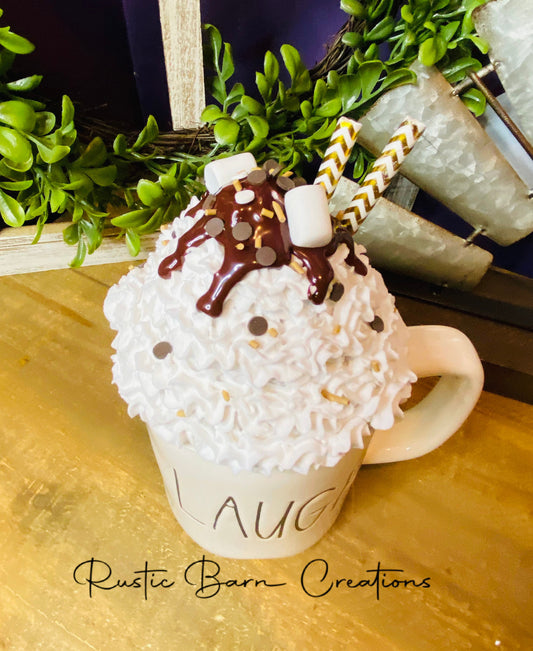 Hot cocoa mug topper, Hot chocolate mug topper, fall mug topper, faux mug topper, faux coffee mug topper, gift for mom, coffee bar decor