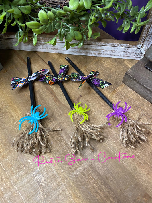 Faux witches broom, faux tiered tray decor, faux halloween decor, tiered tray decor, home decor, mini witches broom, Halloween decor,