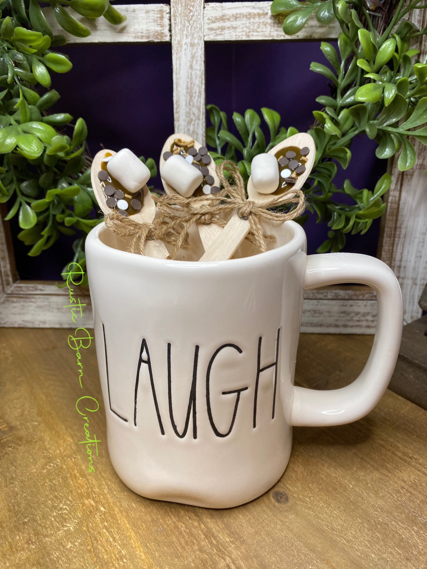 Faux hot cocoa , small faux hot cocoa spoon, tiered tray decor, Rae Dunn decor, farmhouse decor,gift for mother’s, hot chocolate