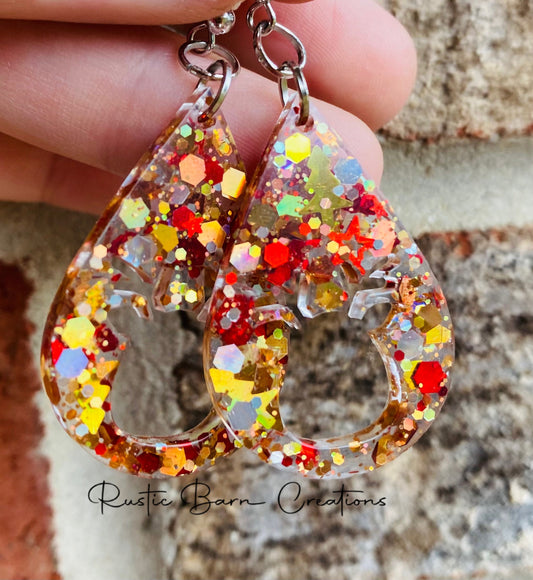 Glitter earrings, Gingerbread earrings, Lightweight drop earrings, Drop earrings, colorful earrings, Christmas earrings, holiday earrings